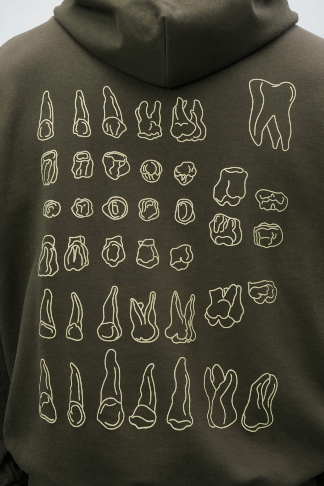 Худи с карманом Зубы (XL, Хаки)