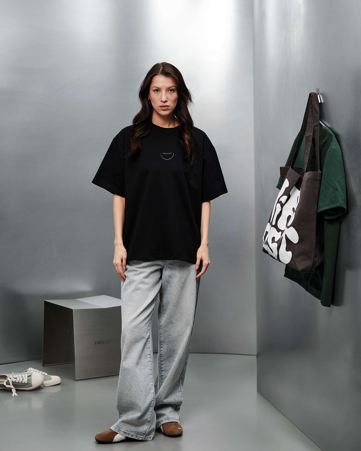 Футболка оверсайз На игле (XL, Черный Garment)