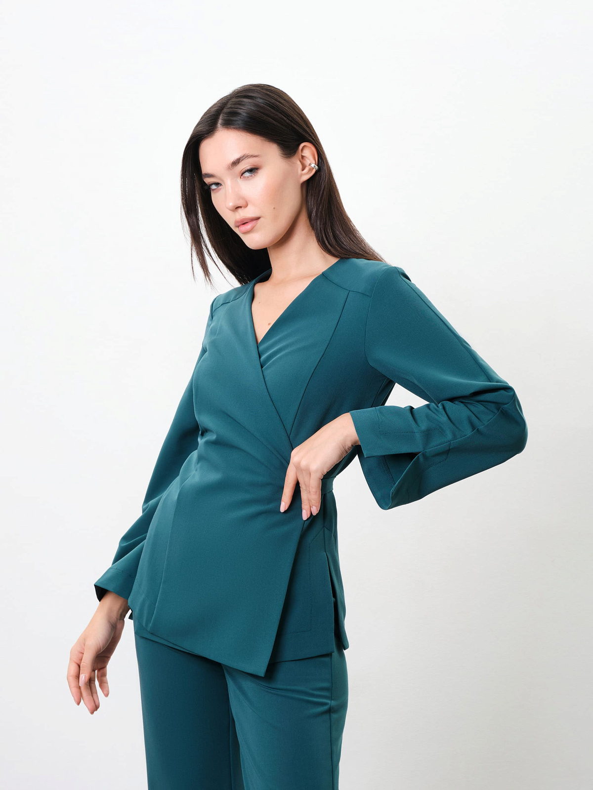 Топ Kimono с длинным рукавом (XS, Изумруд)