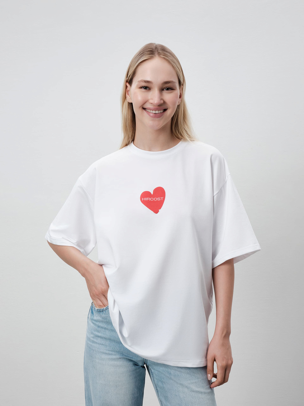 Футболка Красное Сердце (XL, Белый)