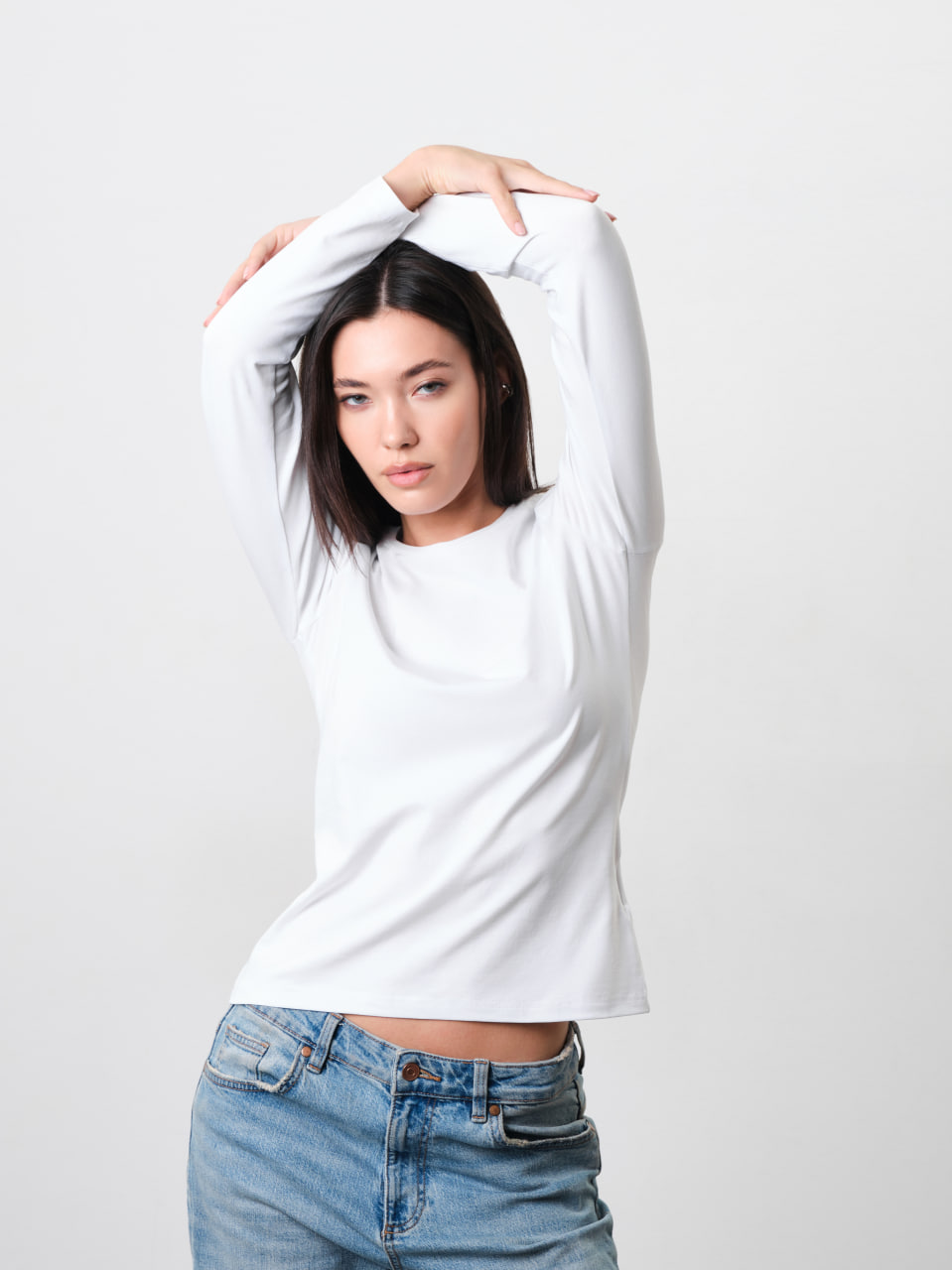 Лонгслив Женский (XL, Белый)