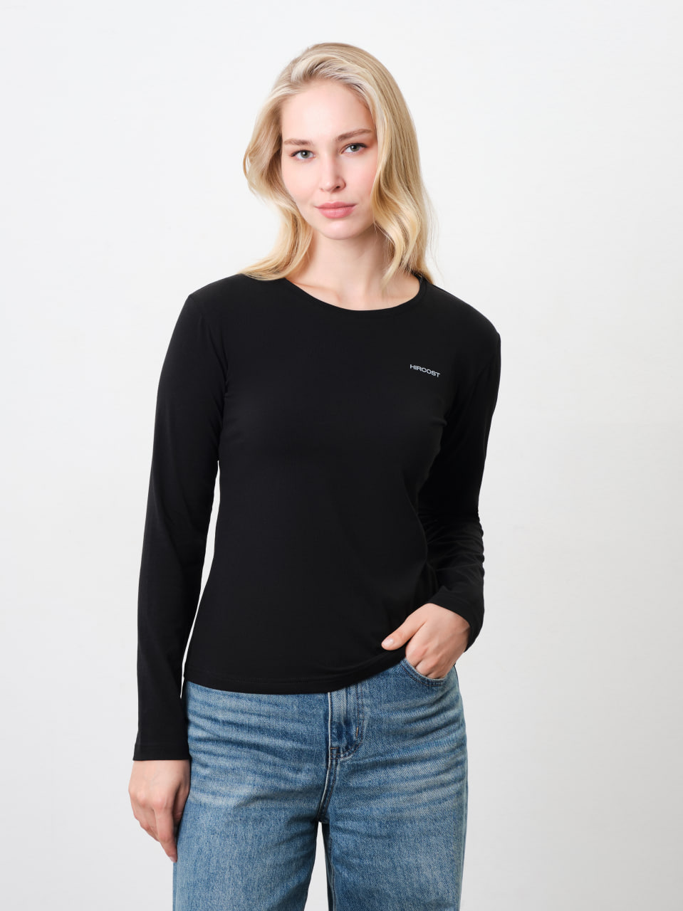 Лонгслив Женский (XL, Черный)