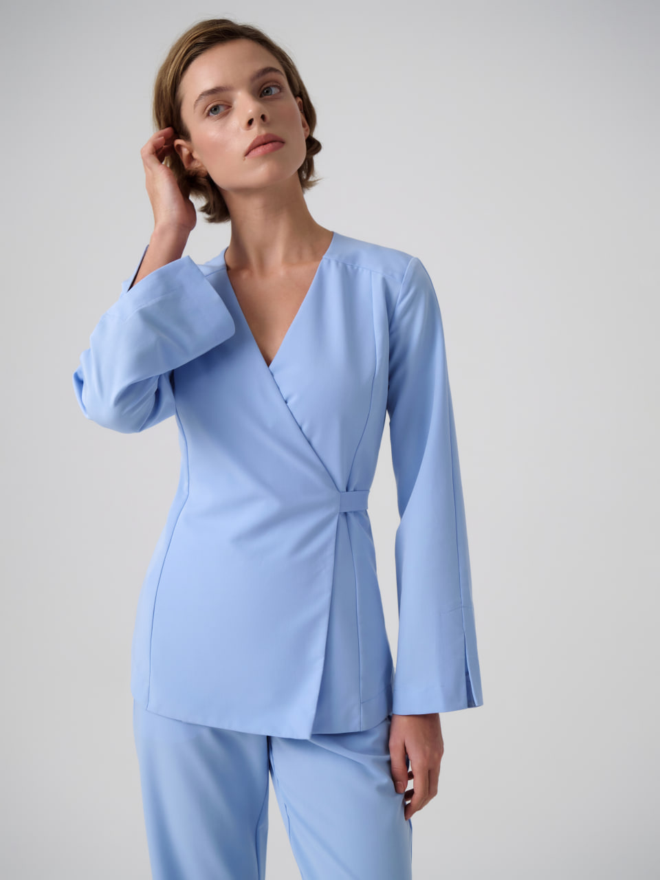 Топ Кимоно с длинным рукавом (XL, Классический голубой)