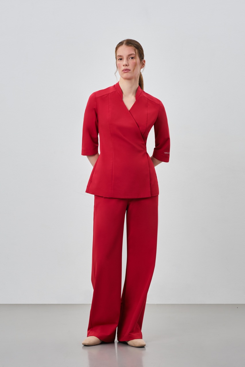 Брюки палаццо (XL, Красный)