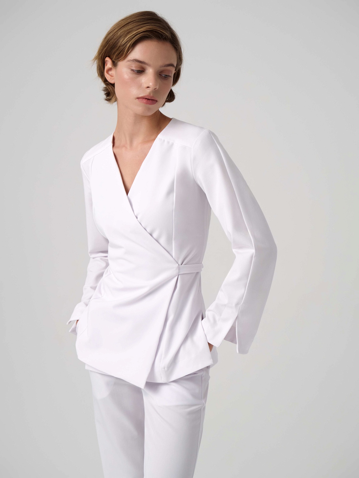 Топ Кимоно с длинным рукавом (XL, Белый)