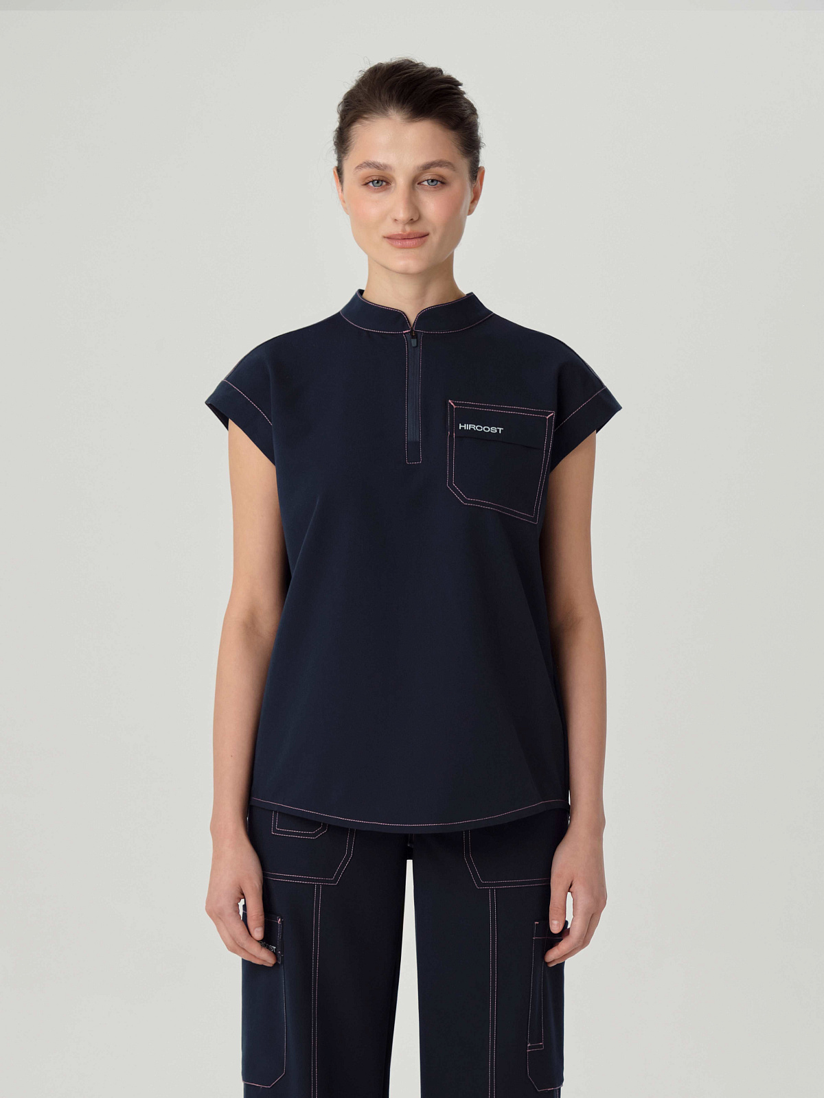 Топ Сутура с контрастным швом (XL, Индиго)